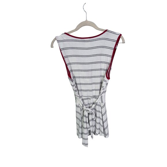 Wrapper v neck tie back striped blouse size L peplum‎ nautical fisherman cruise - Picture 2 of 5